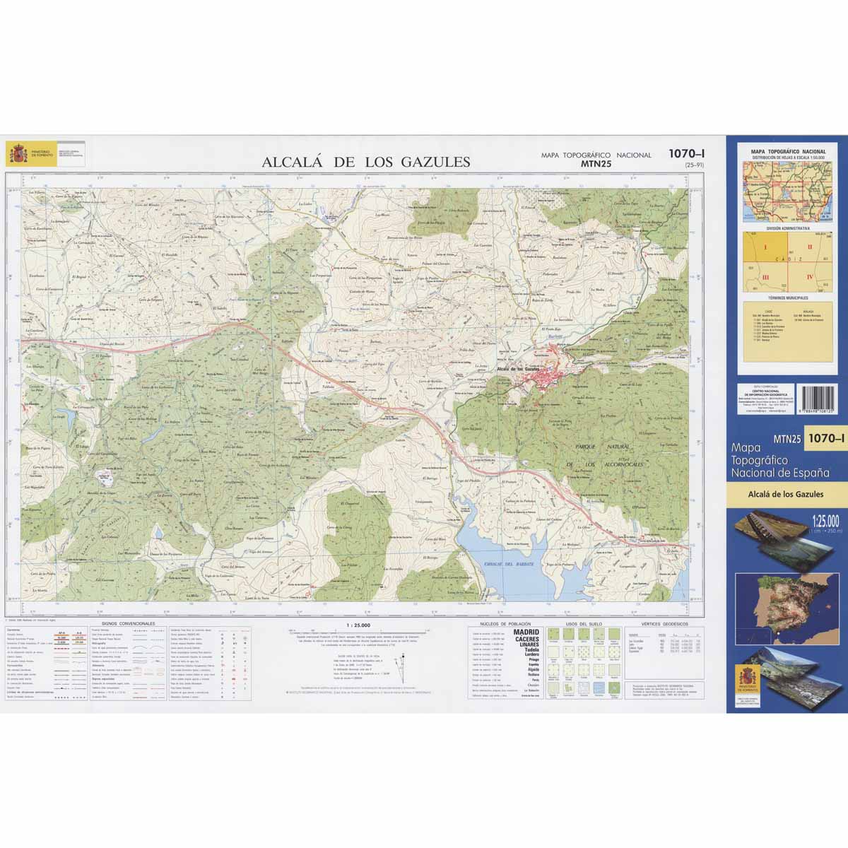 Online bestellen: Topografische kaart 1070-I Alcalá de los Gazules | CNIG - Instituto Geográfico Nacional1