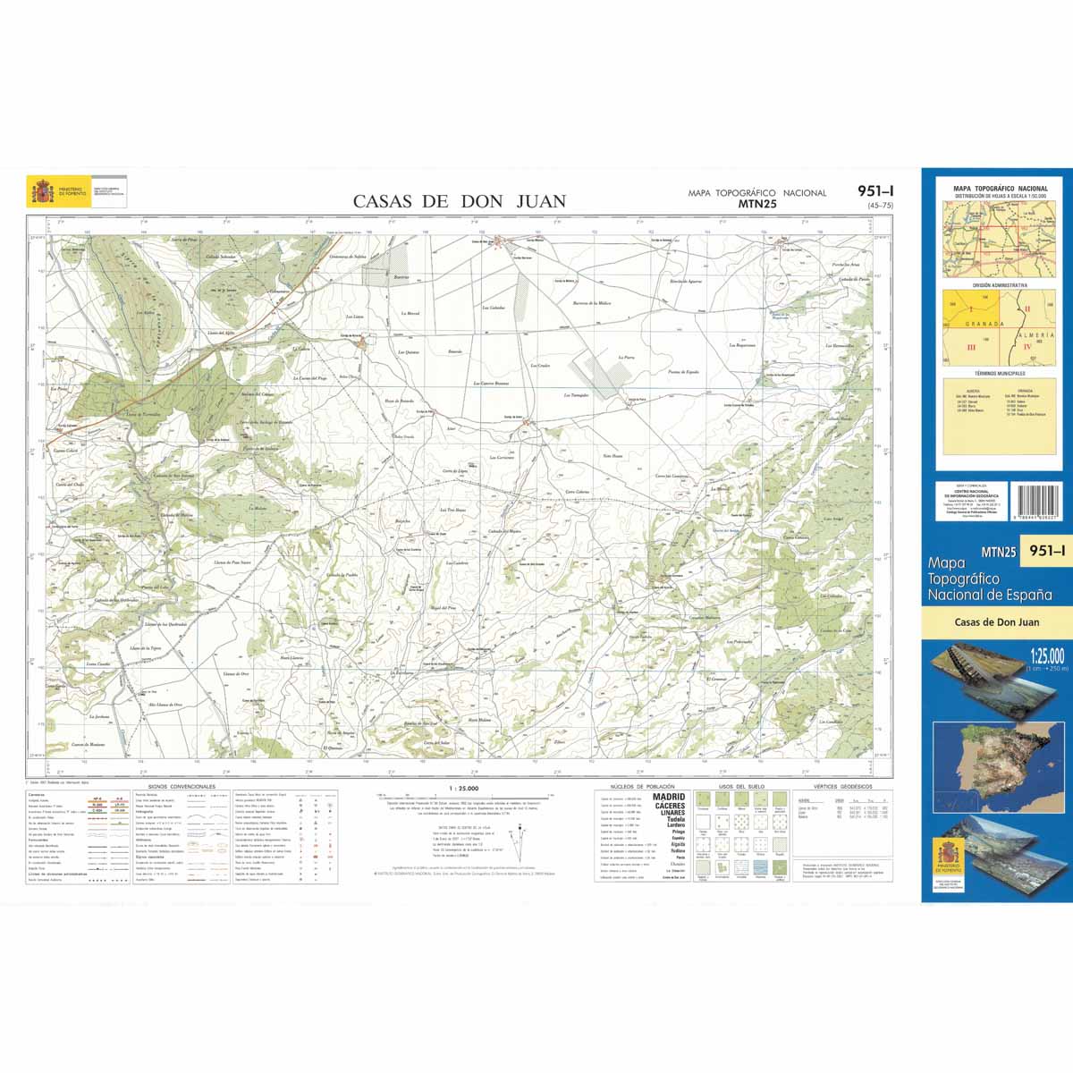 Online bestellen: Topografische kaart 951-I Casas de Don Juan | CNIG - Instituto Geográfico Nacional1