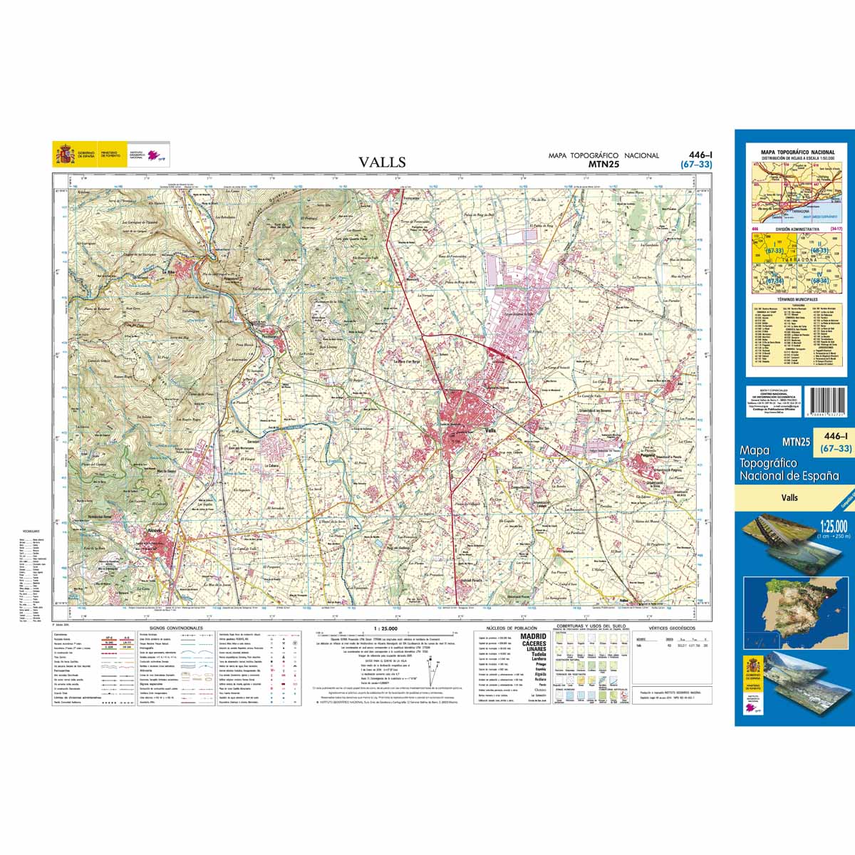 Online bestellen: Topografische kaart 446-I Valls | CNIG - Instituto Geográfico Nacional1