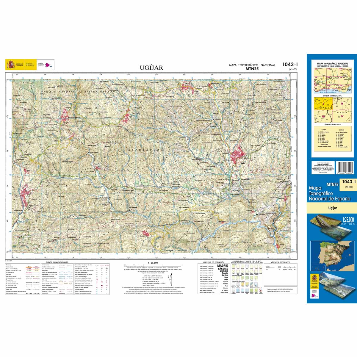 Online bestellen: Topografische kaart 1043-I Ugíjar | CNIG - Instituto Geográfico Nacional1