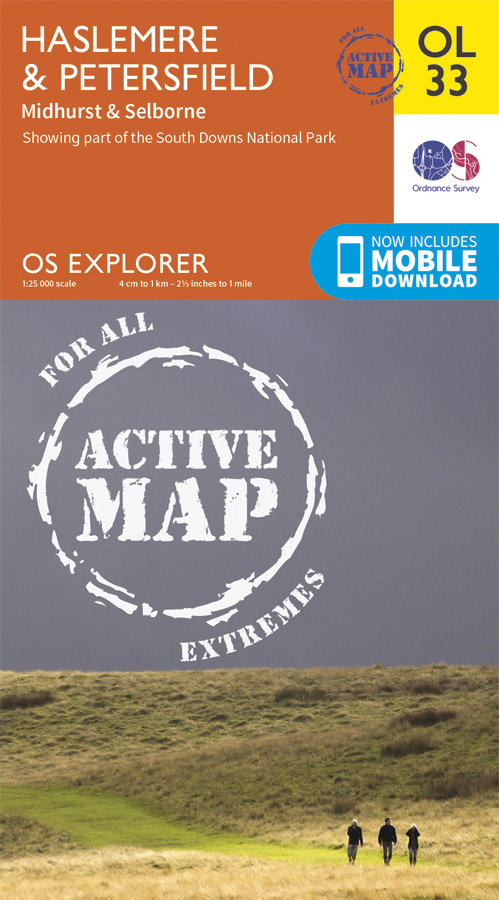 Online bestellen: Wandelkaart - Topografische kaart 33 OS Explorer Map | Active Haslemere / Petersfield / Midhurst | Ordnance Survey