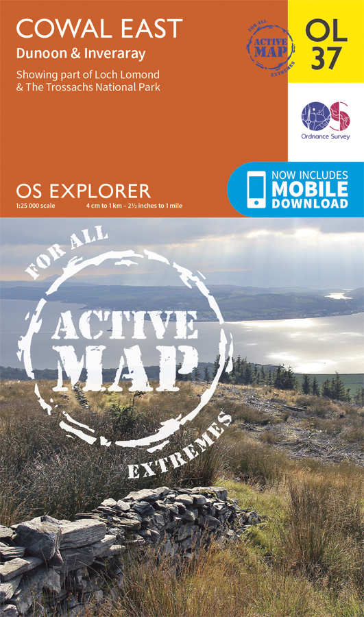 Online bestellen: Wandelkaart - Topografische kaart 37 OS Explorer Map | Active Cowal East / Dunoon / Iverary | Ordnance Survey