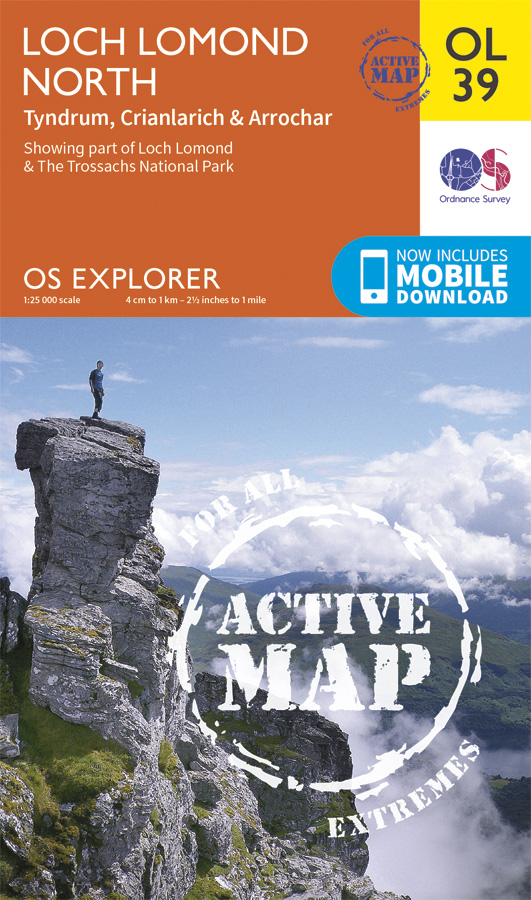 Online bestellen: Wandelkaart - Topografische kaart 39 OS Explorer Map | Active Loch Lomond North / Tyndrum | Ordnance Survey