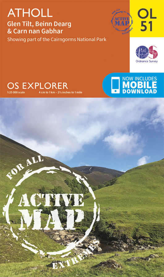 Online bestellen: Wandelkaart - Topografische kaart 51 OS Explorer Map | Active Atholl / Glen Tilt / Beinn Dearg | Ordnance Survey