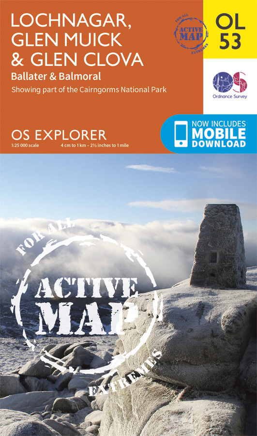 Online bestellen: Wandelkaart - Topografische kaart 53 OS Explorer Map | Active Lochnagar / Glen Muick / Glen Clova | Ordnance Survey