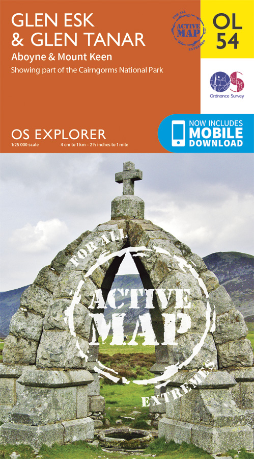 Online bestellen: Wandelkaart - Topografische kaart 54 OS Explorer Map | Active Glen Esk / Glen Tanar / Aboyne | Ordnance Survey