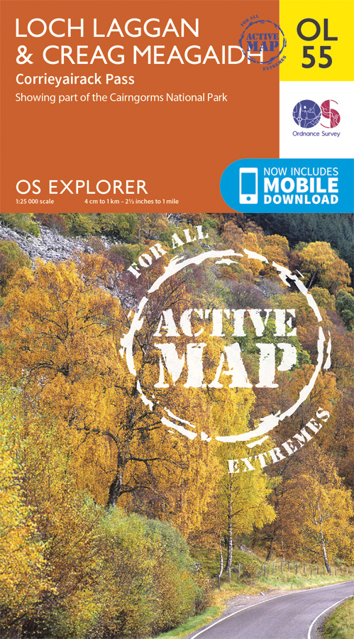 Online bestellen: Wandelkaart - Topografische kaart 55 OS Explorer Map | Active Loch Laggan / Creag Meagaidh | Ordnance Survey