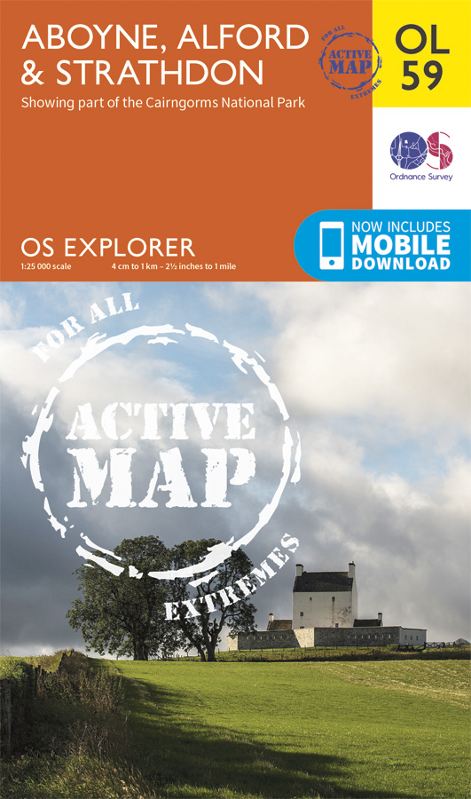 Online bestellen: Wandelkaart - Topografische kaart 59 OS Explorer Map | Active Aboyne / Alford / Strathdon | Ordnance Survey