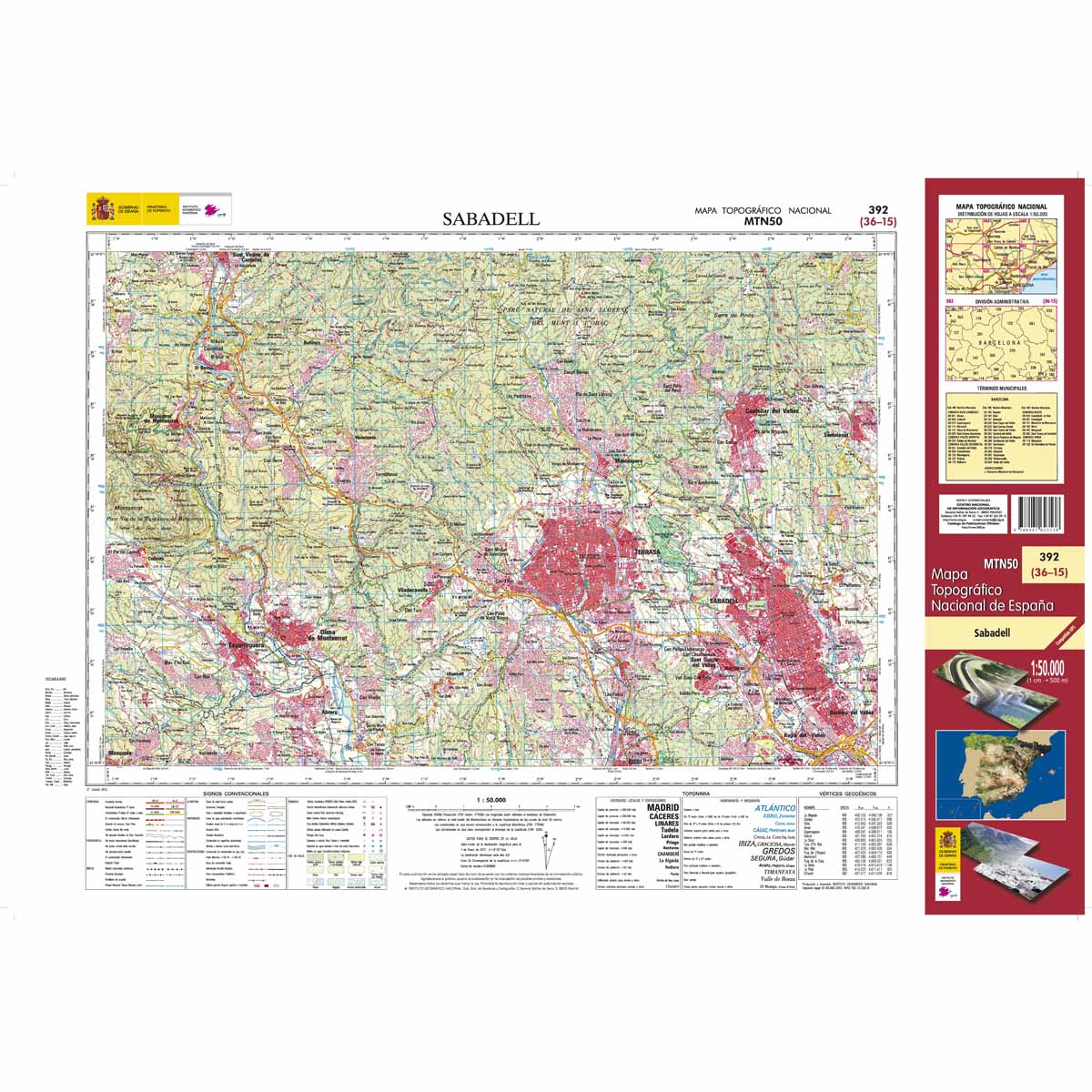 Online bestellen: Topografische kaart 392 MT50 Sabadell | CNIG - Instituto Geográfico Nacional1