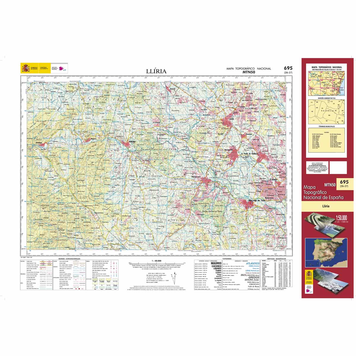 Online bestellen: Topografische kaart 695 MT50 Llíria | CNIG - Instituto Geográfico Nacional1