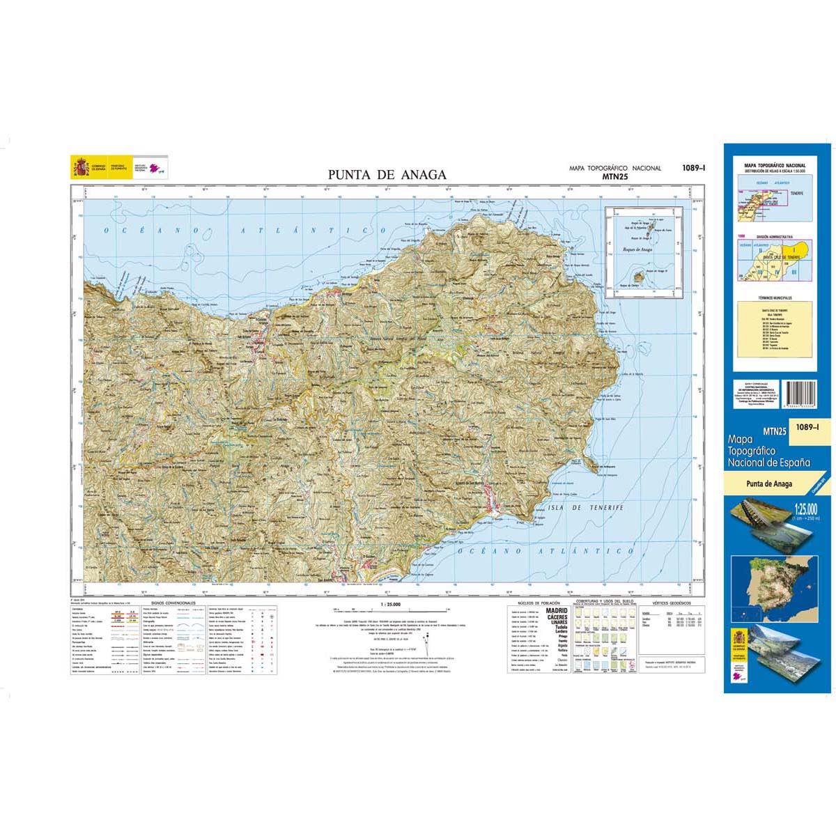 Online bestellen: Topografische kaart 1089-I Punta de Anaga (Tenerife) | CNIG - Instituto Geográfico Nacional1