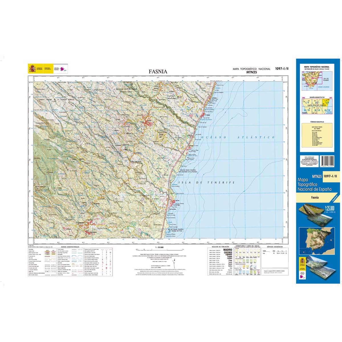 Online bestellen: Topografische kaart 1097-I/II Fasnia (Tenerife) | CNIG - Instituto Geográfico Nacional1