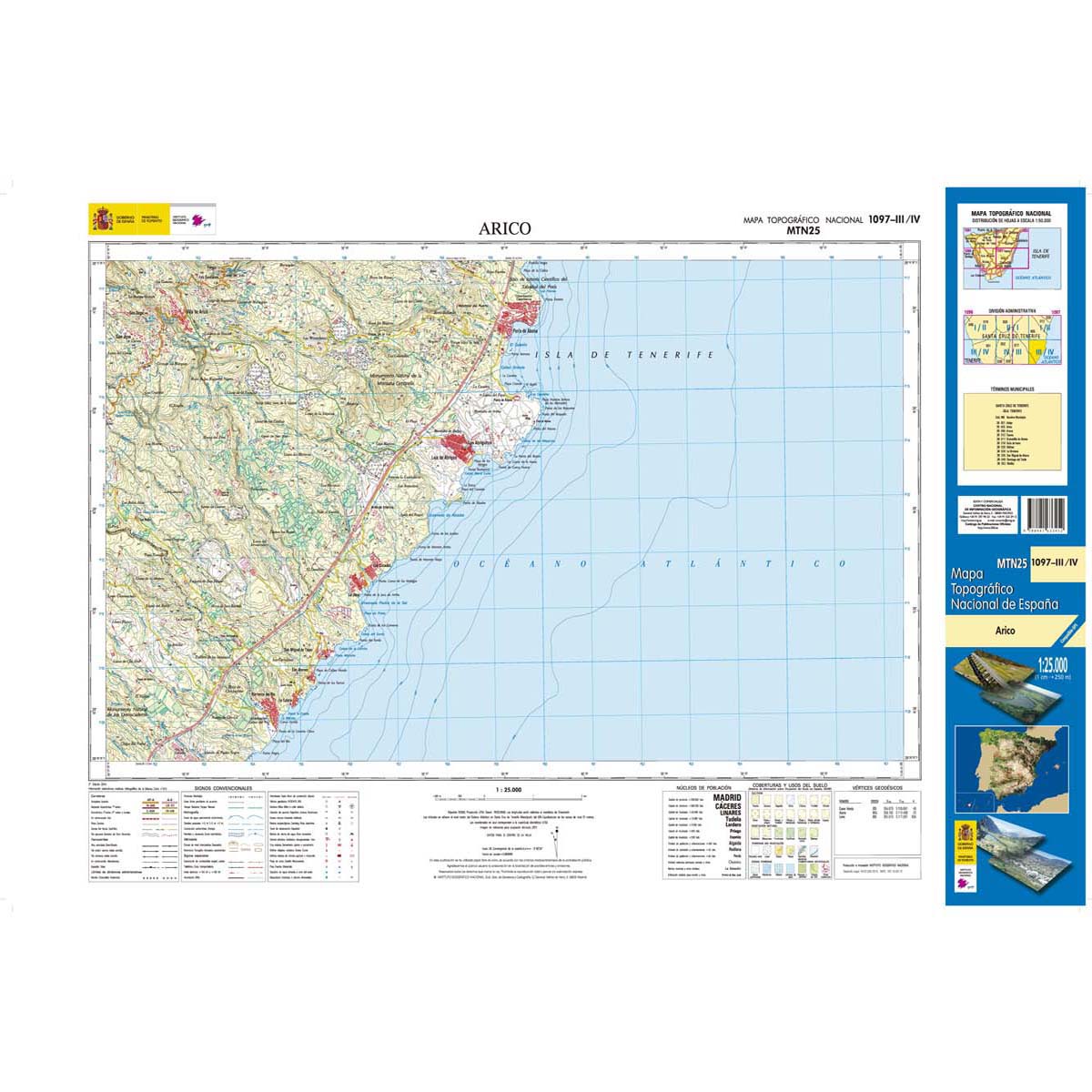 Online bestellen: Topografische kaart 1097-III/IV Arico (Tenerife) | CNIG - Instituto Geográfico Nacional1