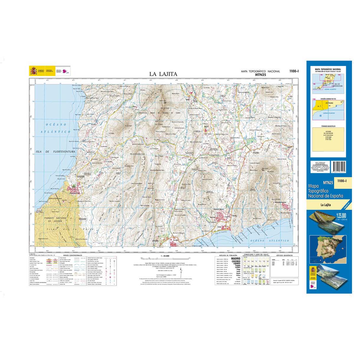 Online bestellen: Topografische kaart 1100-I La Lajita (Fuerteventura) | CNIG - Instituto Geográfico Nacional1