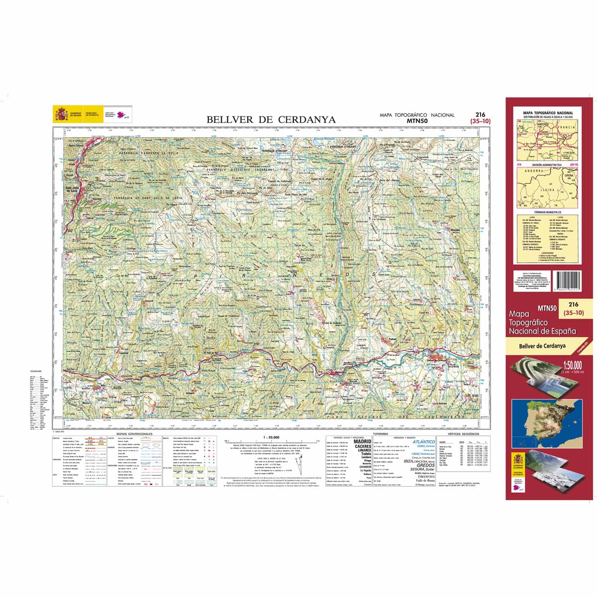 Online bestellen: Topografische kaart 216 MT50 Bellver de Cerdanya | CNIG - Instituto Geográfico Nacional1