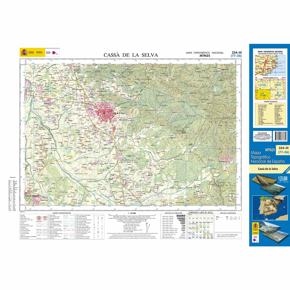 Online bestellen: Topografische kaart 334-III Cassá de la Selva | CNIG - Instituto Geográfico Nacional1