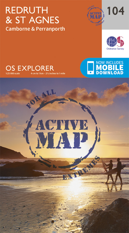 Online bestellen: Wegenkaart - landkaart - Topografische kaart 104 OS Explorer Map | Active Redruth - St Agnes | Ordnance Survey