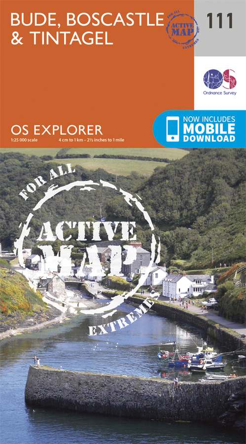 Online bestellen: Wandelkaart - Topografische kaart 111 OS Explorer Map | Active Bude / Boscastle / Tintagel | Ordnance Survey