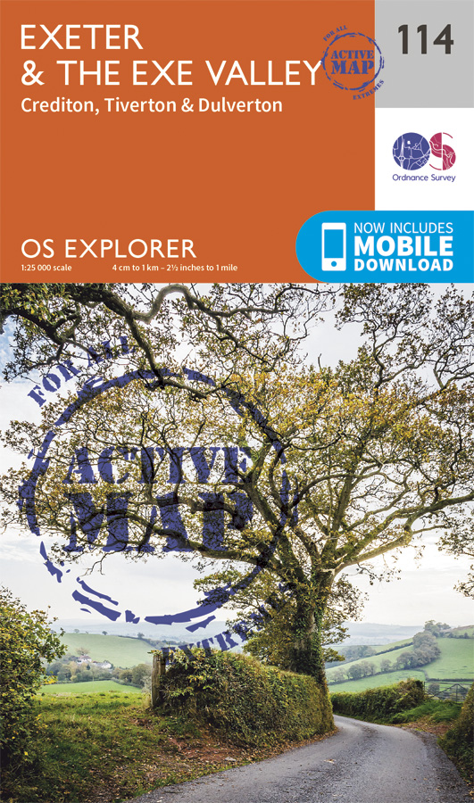 Online bestellen: Wandelkaart - Topografische kaart 114 OS Explorer Map | Active Exeter / The Exe Valley | Ordnance Survey