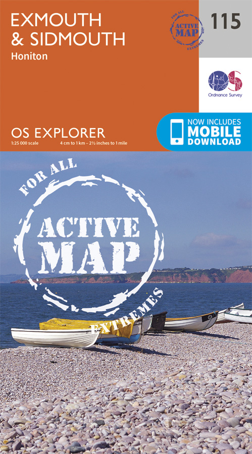 Online bestellen: Wandelkaart - Topografische kaart 115 OS Explorer Map | Active Exmouth / Sidmouth | Ordnance Survey