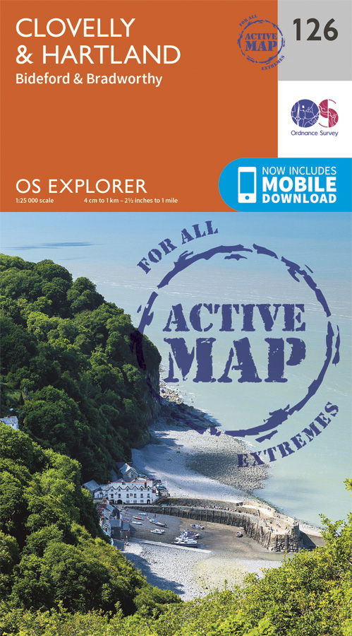 Online bestellen: Wandelkaart - Topografische kaart 126 OS Explorer Map | Active Clovelly / Hartland | Ordnance Survey