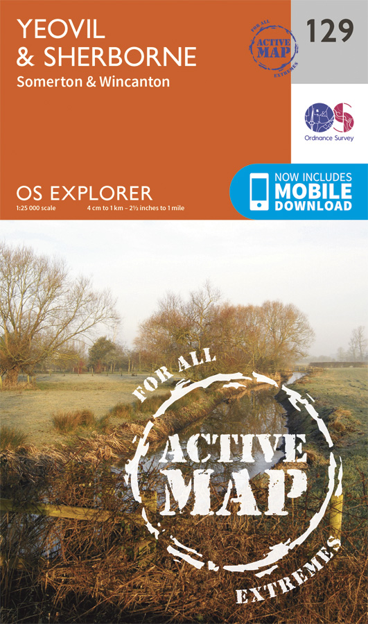 Online bestellen: Wandelkaart - Topografische kaart 129 OS Explorer Map | Active Yeovil / Sherborne | Ordnance Survey