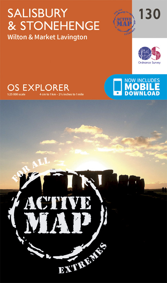 Online bestellen: Wandelkaart - Topografische kaart 130 OS Explorer Map | Active Salisburry / Stonehenge | Ordnance Survey