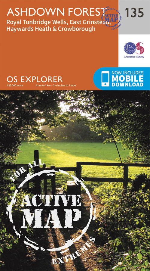 Online bestellen: Wandelkaart - Topografische kaart 135 OS Explorer Map | Active Ashdown Forest / Royal Tunbridge Wells | Ordnance Survey