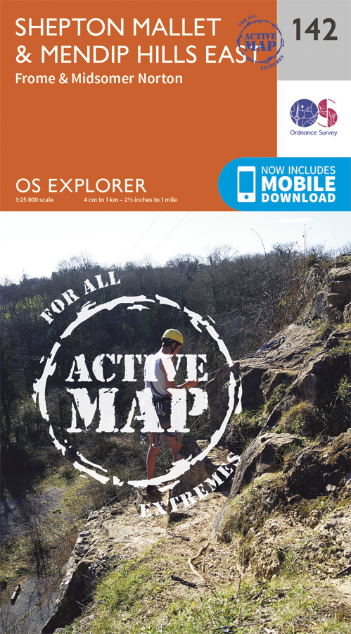 Online bestellen: Wandelkaart - Topografische kaart 142 OS Explorer Map | Active Shepton Mallet / Mendip Hills East | Ordnance Survey