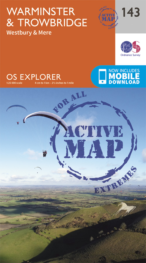 Online bestellen: Wandelkaart - Topografische kaart 143 OS Explorer Map | Active Warminster / Trowbridge | Ordnance Survey