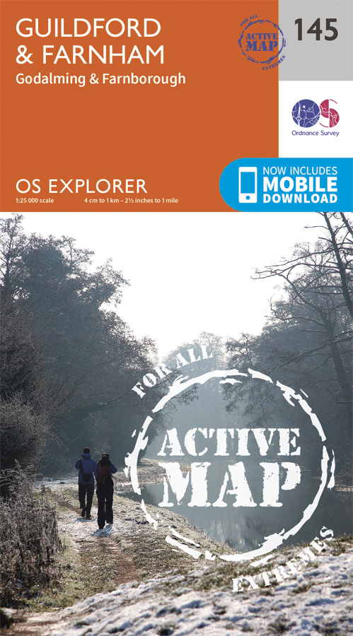 Online bestellen: Wandelkaart - Topografische kaart 145 OS Explorer Map | Active Guildford / Farnham | Ordnance Survey