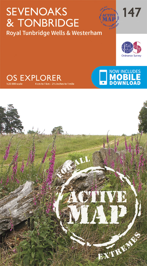 Online bestellen: Wandelkaart - Topografische kaart 147 OS Explorer Map | Active Sevenoaks / Tonbridge | Ordnance Survey