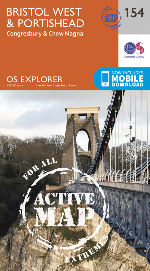 Online bestellen: Wandelkaart - Topografische kaart 154 OS Explorer Map | Active Bristol West / Portishead | Ordnance Survey