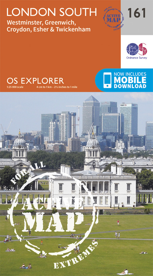 Online bestellen: Wandelkaart - Topografische kaart 161 OS Explorer Map | Active London South / Westminster / Greenwich | Ordnance Survey