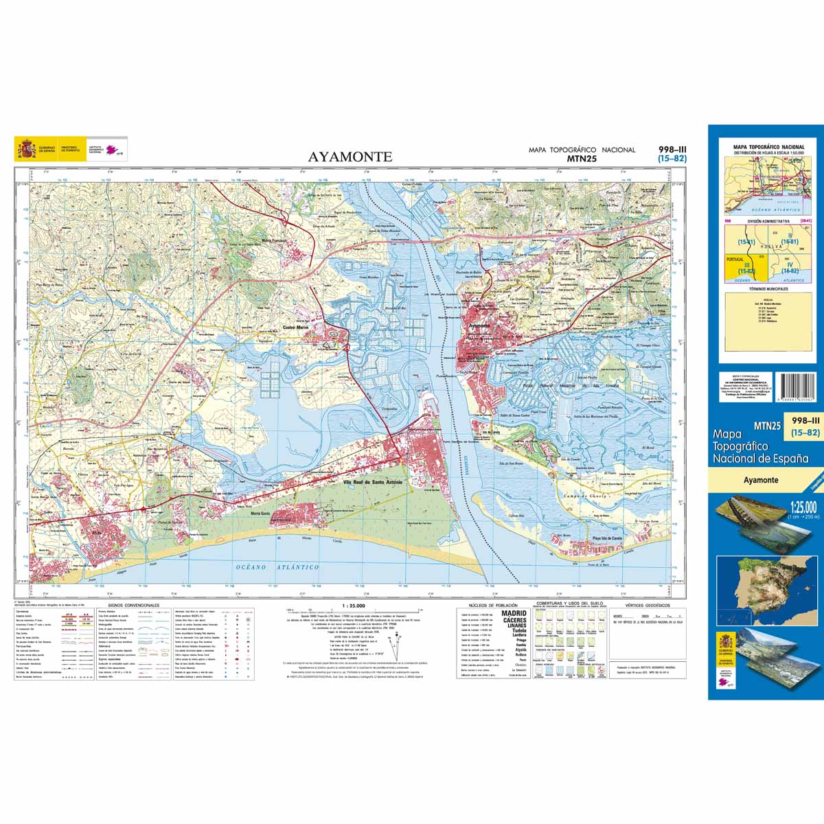 Online bestellen: Topografische kaart 998-III Ayamonte | CNIG - Instituto Geográfico Nacional1