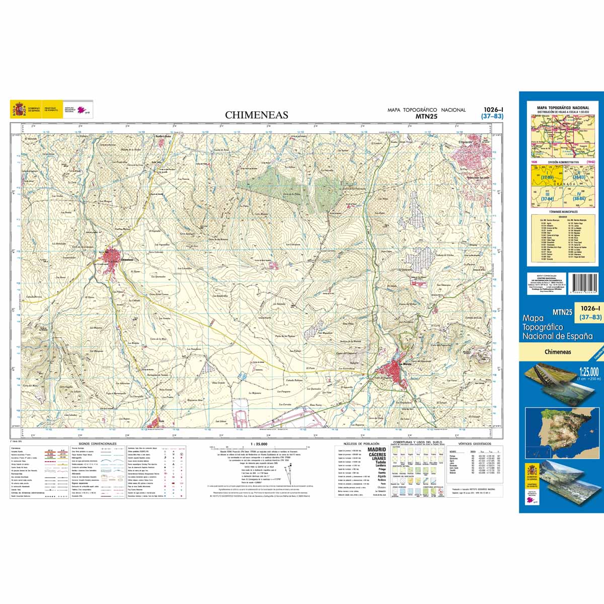 Online bestellen: Topografische kaart 1026-I Chimeneas | CNIG - Instituto Geográfico Nacional1