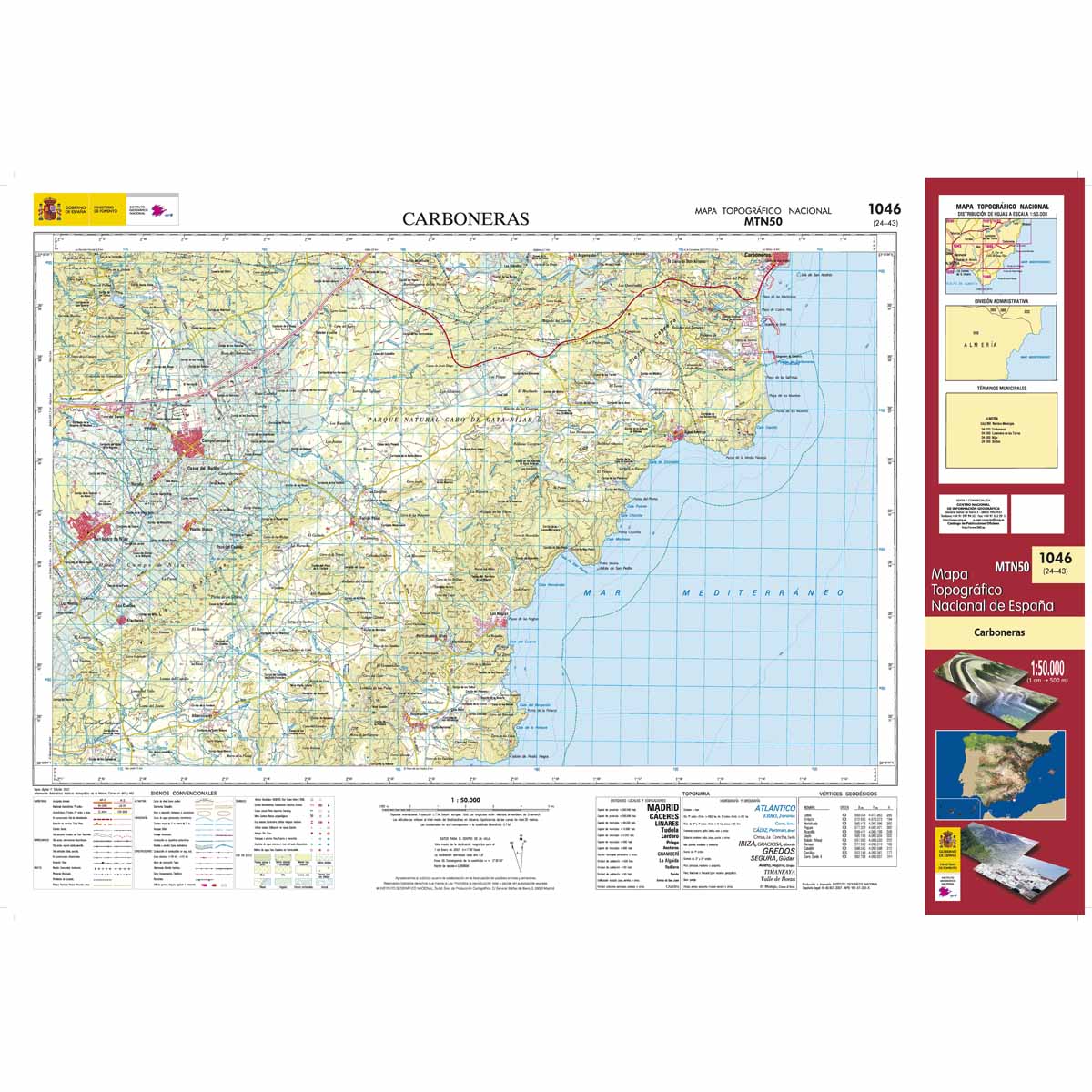 Online bestellen: Topografische kaart 1046 MT50 Carboneras | CNIG - Instituto Geográfico Nacional1