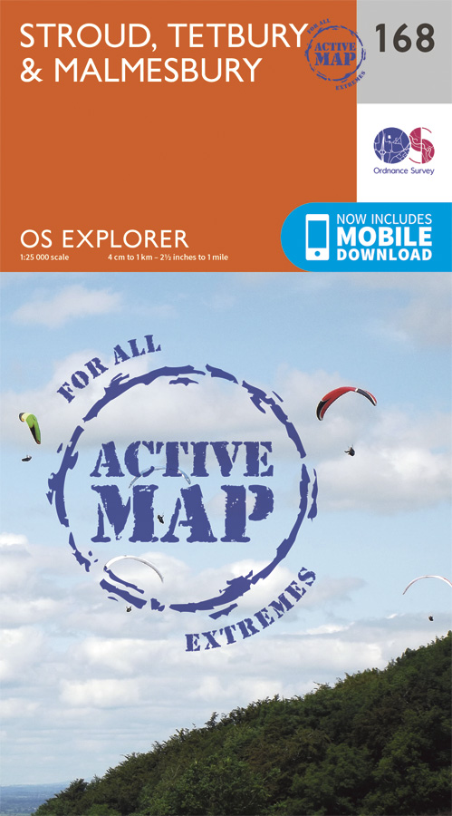 Online bestellen: Wandelkaart - Topografische kaart 168 OS Explorer Map | Active Stroud / Tetbury / Malmesbury | Ordnance Survey