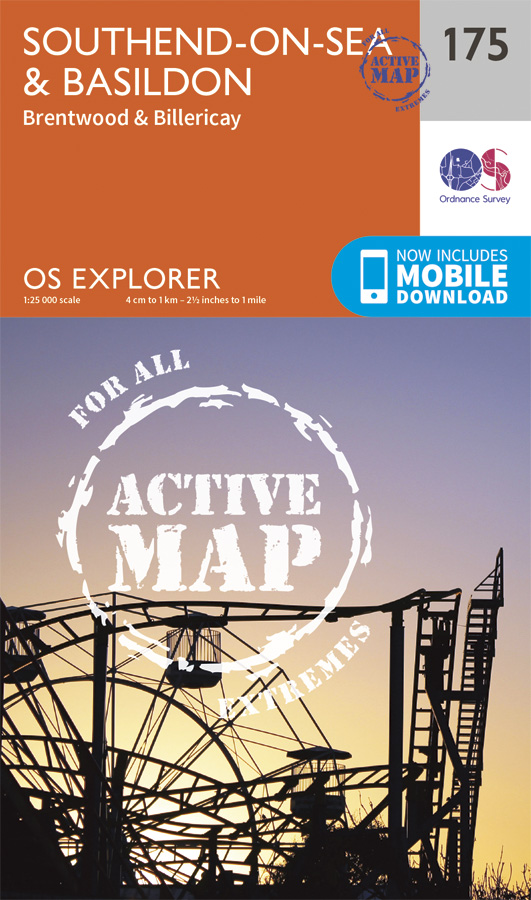 Online bestellen: Wandelkaart - Topografische kaart 175 OS Explorer Map | Active Southend-on-Sea / Basildon | Ordnance Survey