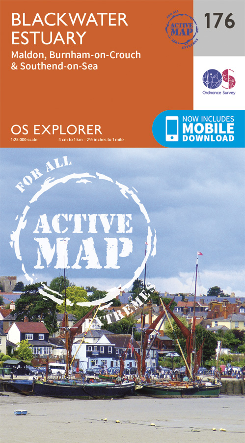 Online bestellen: Wandelkaart - Topografische kaart 176 OS Explorer Map | Active Blackwater Estuary | Ordnance Survey