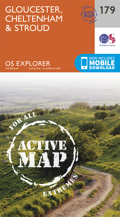 Online bestellen: Wandelkaart - Topografische kaart 179 OS Explorer Map | Active Gloucester / Cheltenham / Stroud | Ordnance Survey