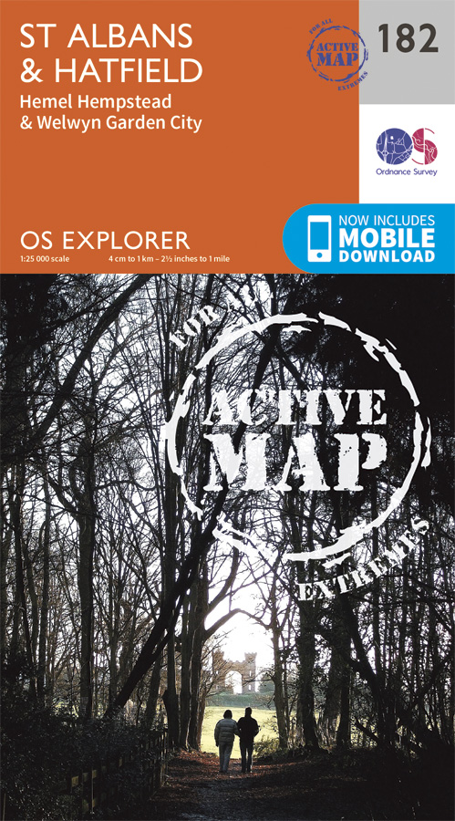 Online bestellen: Wandelkaart - Topografische kaart 182 OS Explorer Map | Active St Albans / Hatfield | Ordnance Survey