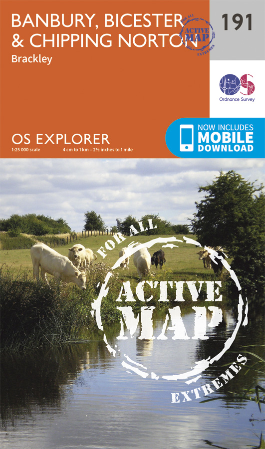 Online bestellen: Wandelkaart - Topografische kaart 191 OS Explorer Map | Active Banbury / Bicester / Chipping Norton | Ordnance Survey