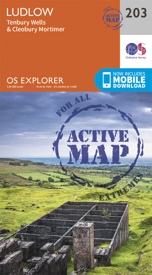 Online bestellen: Wandelkaart - Topografische kaart 203 OS Explorer Map | Active Ludlow / Tenbury Wells / Cleobury Mortimer | Ordnance Survey