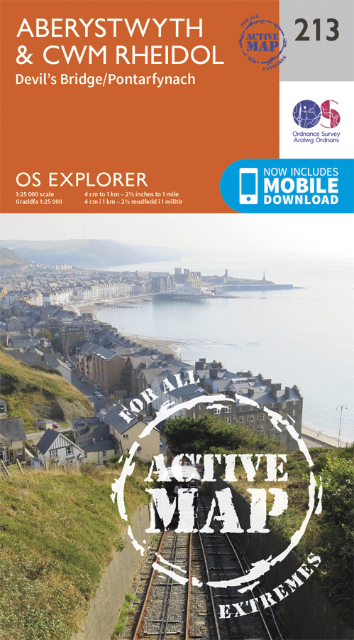 Online bestellen: Wandelkaart - Topografische kaart 213 OS Explorer Map | Active Aberystwyth / Cwm Rheidol | Ordnance Survey