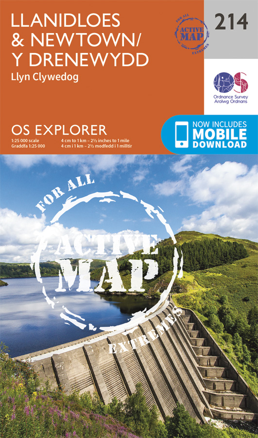 Online bestellen: Wandelkaart - Topografische kaart 214 OS Explorer Map | Active Llanidloes / Newtown / Y Drenewydd | Ordnance Survey