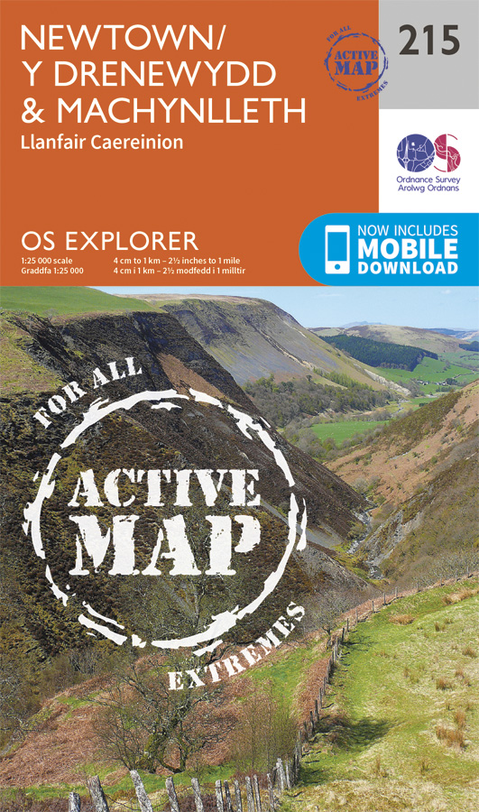 Online bestellen: Wandelkaart - Topografische kaart 215 OS Explorer Map | Active Newtown / Llanfair Caereinion | Ordnance Survey