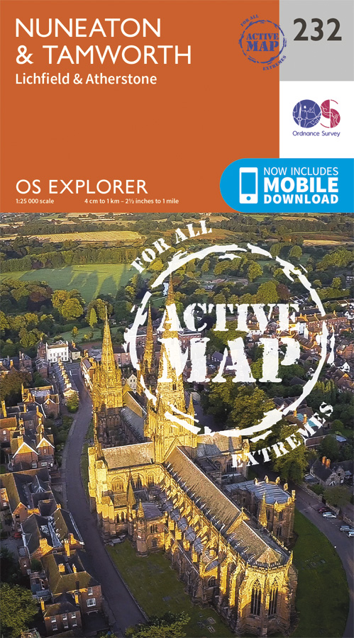 Online bestellen: Wandelkaart - Topografische kaart 232 OS Explorer Map | Active Nuneaton / Tamworth / Lichfield | Ordnance Survey