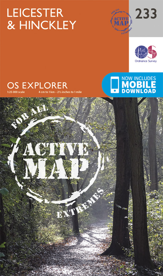 Online bestellen: Wandelkaart - Topografische kaart 233 OS Explorer Map | Active Leicester / Hinckley | Ordnance Survey