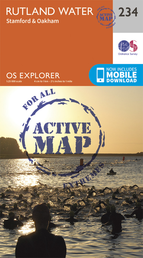 Online bestellen: Wandelkaart - Topografische kaart 234 OS Explorer Map | Active Rutland Water | Ordnance Survey